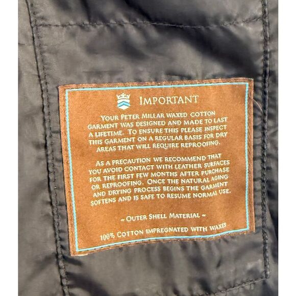 Peter Millar Jacket Brown Crown Waxed Cotton Safari Chore Coat Field XLarge XL - Picture 6 of 10